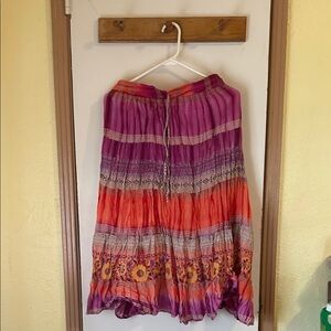 Vibrant Purple and Orange Midi Skirt